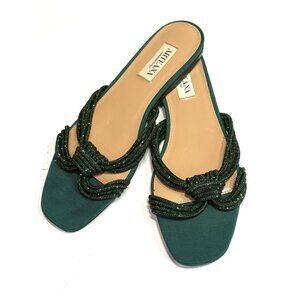ARTEANA Capri Flat Slides in Green Crystals